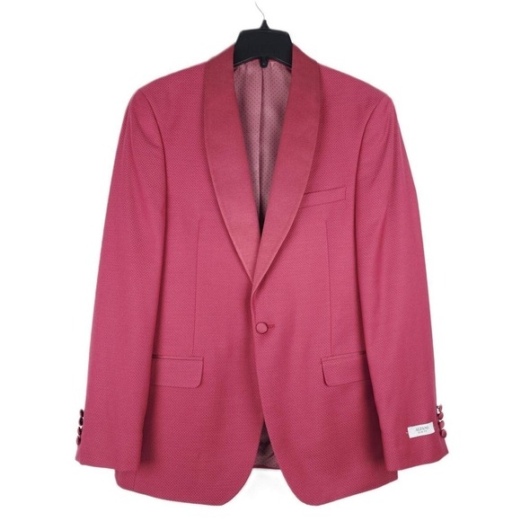 Alfani Men's Slim-Fit Stretch Textured Diamond Grid Tuxedo Jacket Rose 40S NWT - Picture 1 of 4